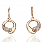 18KGP E035 18K Gold Plated Earrings Health Round Jewelry Nickel Free K Golden Plating Rhinestone