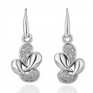 18KGP E098 Copper with 18K Platinum plated earrings, nickel free, plating platinum, Rhinestone