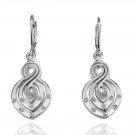 18KGP E046 Copper with 18K Platinum plated earrings,  nickel free, plating platinum, Rhinestone