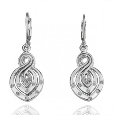 18KGP E046 Copper with 18K Platinum plated earrings,  nickel free, plating platinum, Rhinestone