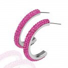 18KGP E092 18K Platinum plated earrings,nickel free, Rhinestone Semi-circle Earring