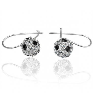 18KGP E007 Black-Clear Crystal 18K Platinum plated earrings, nickel free