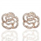 18KGP E044 Flower Stud Earrng 18K gold plated earrings nickel free plating platinum Rhinestone