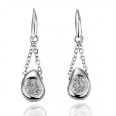 18KGP E043  Copper with 18K Platinum plated earrings,  nickel free, plating platinum