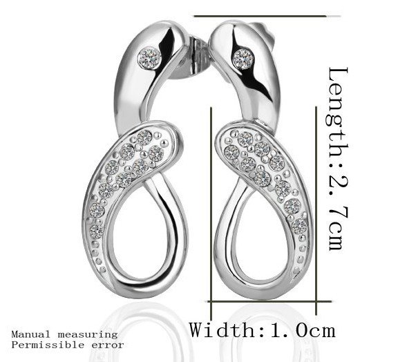 18KGP E238 18K Platinum Plated Earrings Nickel Free K Golden Jewelry