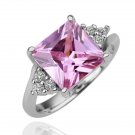 18KGP R097 Pink-square Crystal 18KPlatinum Plated Ring Nickel Free SWA Element,Ring size6/7/ 8
