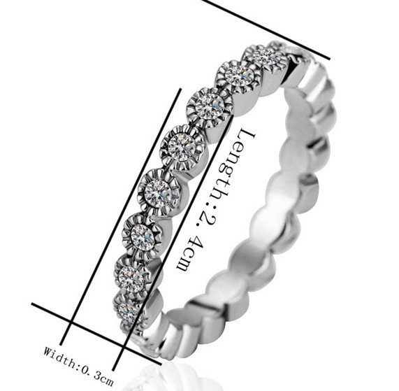18KGP R242 18K Platinum Plated Ring Nickel Free Rhinestone,Ring US-size 8