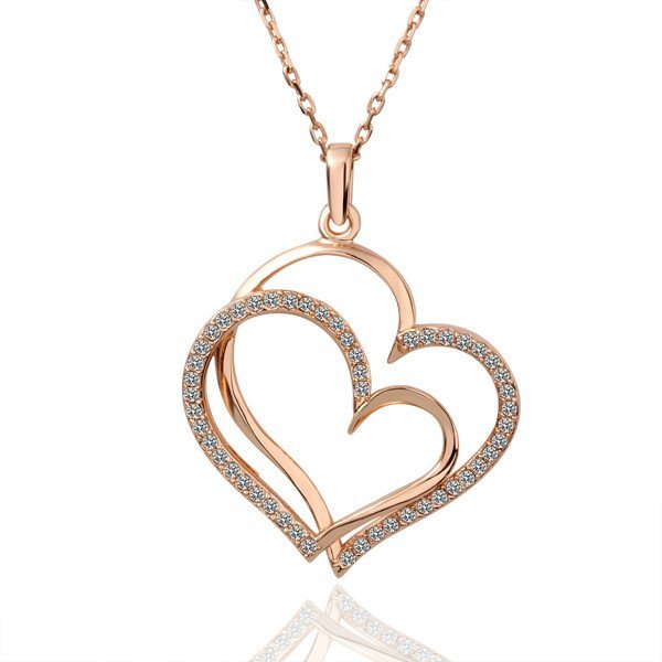 18KGP N003 Double Hearts,18K Gold Plated Necklace Pendant Nickel Free