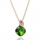 18KGP N058 Healthy Green 18K Gold Plated Pendant Necklace Nickel Free Rhinestone Green-stone