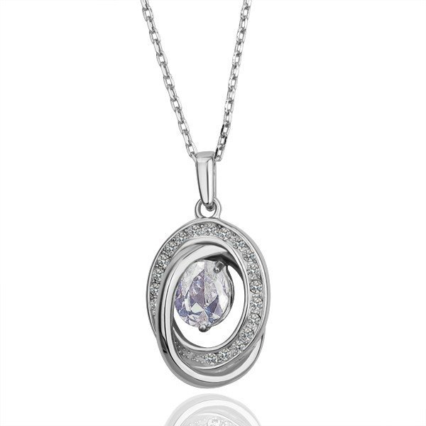 18KGP N073 Clear Crystal Fashion jewelry,18K plating platinum necklace,nickel free,