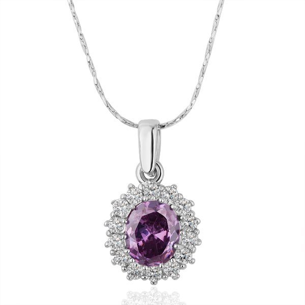 18KGP N210 Purple Crystal 18K Platinum Plated Fashion Jewelry Nickel Free Pendant