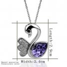18KGP N353 Purple Swan Necklace 18K Platinum Plated Fashion Jewelry Nickel Free Pendant