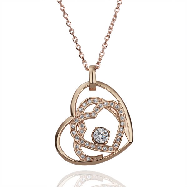 18KGP N111 Heart In Heart Necklace 18K K Gold Plated Fashion Jewellery Nickel Free Necklace