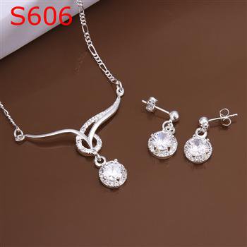 SPCS606 Factory Price! Free shipping Wholesale silver plated set fashion jewelry sets