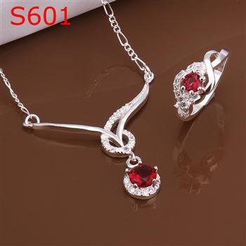 SPCS601 Factory Price! Free shipping Wholesale silver plated set fashion jewelry sets
