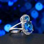Platinum diamond shaped pure blue zircon luxury ring R013