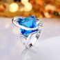 Platinum diamond shaped pure blue zircon luxury ring R005