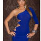 One Shoulder Cut Out Dress with Crystals Decor