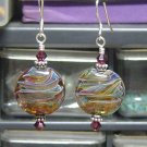 RAINBOW SWIRLS Lampwork Boro Glass Beads Earrings