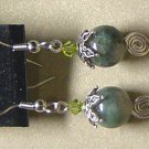SWAROVSKI CRYSTALS & MOSS AGATE Gemstones Earrings