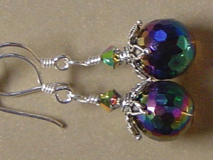 SWAROVSKI CRYSTALS & RAINBOW QUARTZ Gemstones Earrings