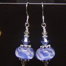 CLOUDY BLUE SKY Lampwork Glass Bead Earrings - KM