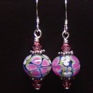 PINKY FLOWERS Lampwork Glass Beads Earrings - KM