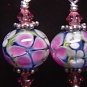 PINKY FLOWERS Lampwork Glass Beads Earrings - KM