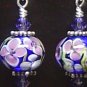 PURPLE FLOWERS Lampwork Glass Beads Earrings - KM