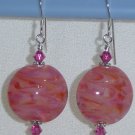 PINK LOLLIPOPS Lampwork Glass Lentil Beads Earrings - KM