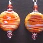 HOT DESERT Lampwork Lozenges Glass Beads Earrings - KM