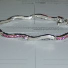 Sterling Silver Bracelet with Pink Crystals