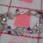 Sterling Silver Flower Bracelet with Faceted Amethyst Gemstones