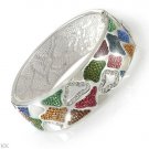 Sterling Silver Bangle with Rainbow Colors Crystals