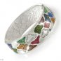 Sterling Silver Bangle with Rainbow Colors Crystals