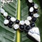 DENDRITIC OPAL, RAINBOW MOONSTONE, BLACK ONYX NECKLACE 22"