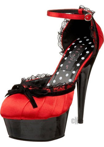 Delight 676 Red Satin Stiletto Size 10