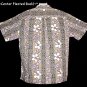 VINTAGE HAWAIIAN SHIRT VLV Tiki Hawaii ISLAND TRADITIONS Floral TRIBAL Print TAN WHITE Sz XL!