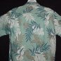 VINTAGE HAWAIIAN SHIRT Green Blue ISLANDS Made in HAWAII Floral REVERSE Print Men's Size S!