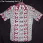 VINTAGE 60s HAWAIIAN SHIRT Tiki Vertical Borders HAWAII MADE w/FLORAL Print Men's SURFER Sz M!