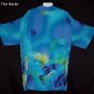 Authentic VINTAGE HAWAIIAN Shirt 1940s Aloha Atomic BLUE TROPICAL PARADISE Silky RAYON Men's L!
