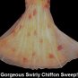 SUNNY FLORAL Drama DRAPE 60's Vintage Dress VLV HAWAIIAN HALTER Style CHIFFON Overlay SWEEP S-M!
