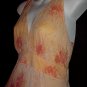 SUNNY FLORAL Drama DRAPE 60's Vintage Dress VLV HAWAIIAN HALTER Style CHIFFON Overlay SWEEP S-M!