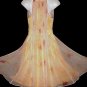SUNNY FLORAL Drama DRAPE 60's Vintage Dress VLV HAWAIIAN HALTER Style CHIFFON Overlay SWEEP S-M!