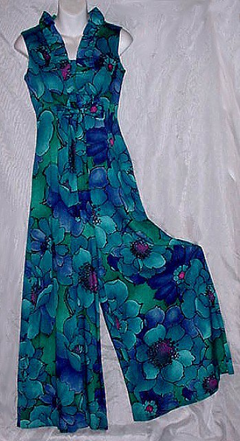 SALE~AUTHENTIC 70s Vintage HAWAIIAN PALAZZO Maxi Gown BRILLIANT FUN ...