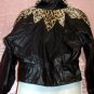 Genuine Black Leather Jacket Vintage Wild LEOPARD Collar n' Shoulders Fun Sexy Superb Fits Sz M-L!