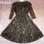 Vintage 60s Day Dress Leopard Butterfly Mr Simon vlv 3/4 Sleeves Scoop Shawl Neckline Fits S-M