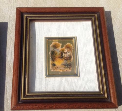 Gold 23Kt Gold Leaf Set of 3 Framed Landscapes Signed By Artist