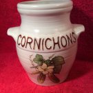Vintage French Pickle Pot In Raised Letters "Cornichons" Very French