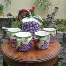 Vintage Grapes and Leaves Pitcher and 4 Mug set from Portugal